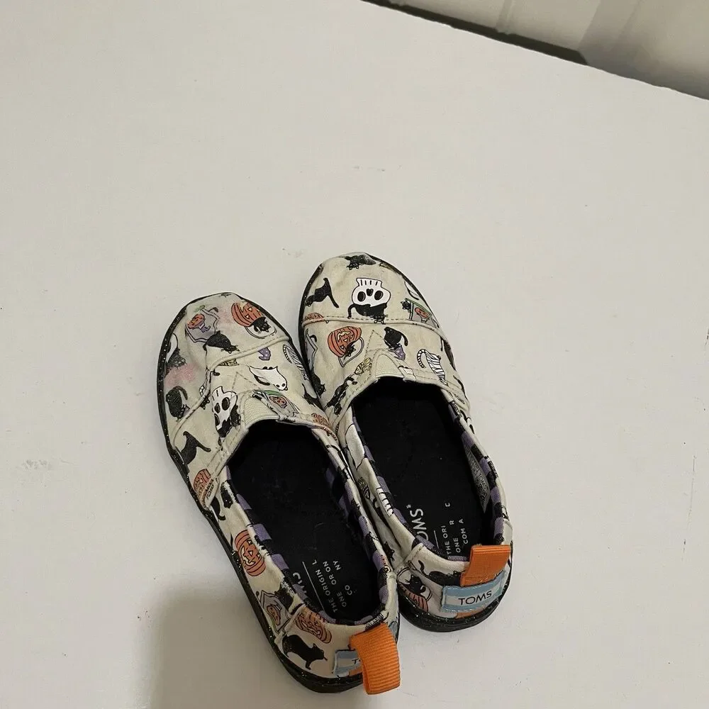 Toms Alpargata Glow In The Dark Halloween Black Cat Kids Size 12 Youth